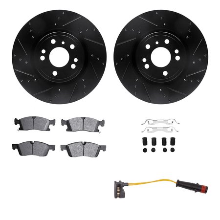 DYNAMIC FRICTION CO 8422-63002, Rotors-Drilled and Slotted-Black w/Ultimate Duty  Brake Pads incl. Sensor and Hardware 8422-63002